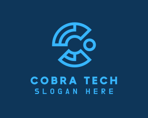 Blue Cyber Tech Letter C logo design