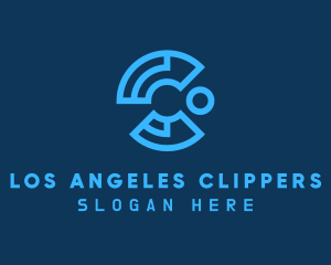 Blue Cyber Tech Letter C logo design