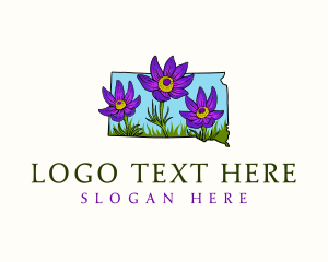 Map - South Dakota Pasqueflower Plant logo design