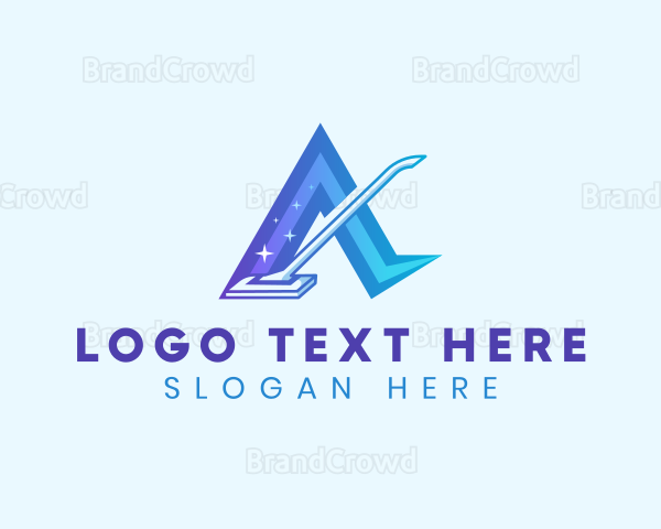 Vacuum Mop Cleaning Letter A Logo