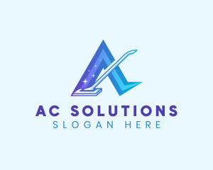 Vacuum Mop Cleaning Letter A logo design