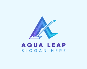 Vacuum Mop Cleaning Letter A logo design