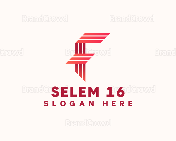 Agency Stripe Ribbon Letter F Logo