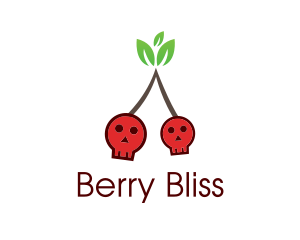 Skull Cherry Fruit logo design