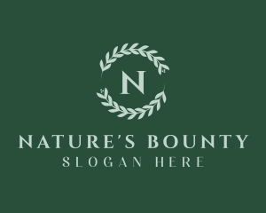 Natural Leaf Wreath logo design