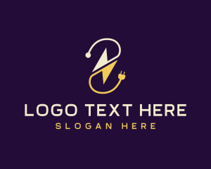 Electric Plug Lightning Bolt logo design