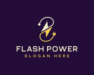 Electric Plug Lightning Bolt logo design