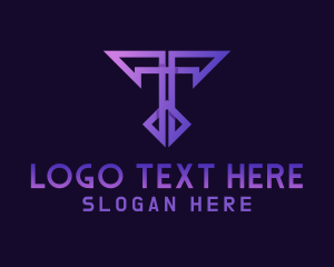 Violet - Tech Gaming Letter T logo design