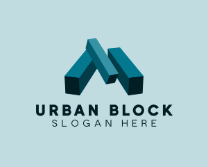 Block - Letter M 3D Pillar Block logo design