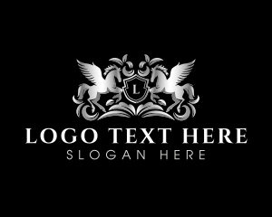 Luxury - Pegasus Horse Shield logo design