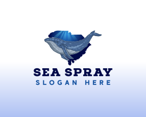 South Carolina Map Blue Whale logo design