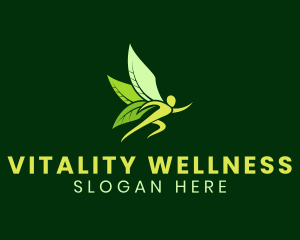 Wellness Leaf Wing logo design