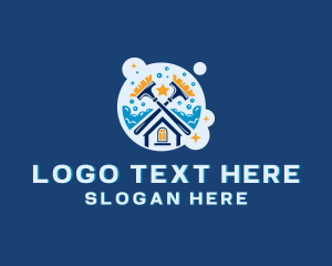 Clean - Sanitize House Cleaning logo design