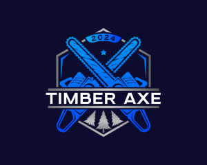 Chainsaw Carpentry Woodworking logo design