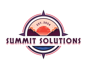 Compass Mountain Sunset logo design