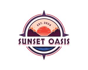 Compass Mountain Sunset logo design