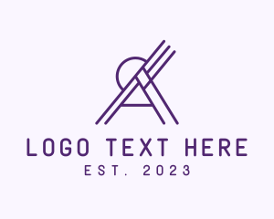 Purple - Outline Purple Letter A logo design