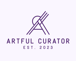 Outline Purple Letter A  logo design