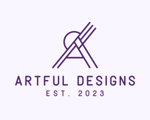 Outline Purple Letter A  logo design