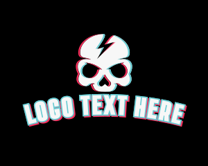 Anaglyph - Thunder Skull Glitch logo design