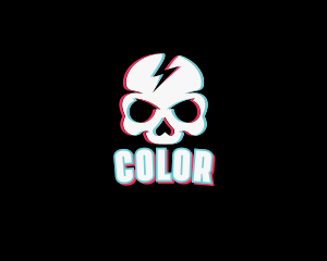 Thunder Skull Glitch logo design