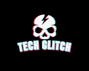 Thunder Skull Glitch logo design