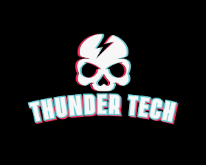 Thunder - Thunder Skull Glitch logo design