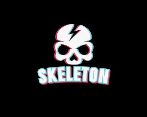 Thunder Skull Glitch logo design