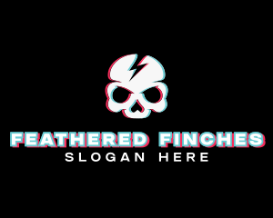 Thunder Skull Glitch logo design