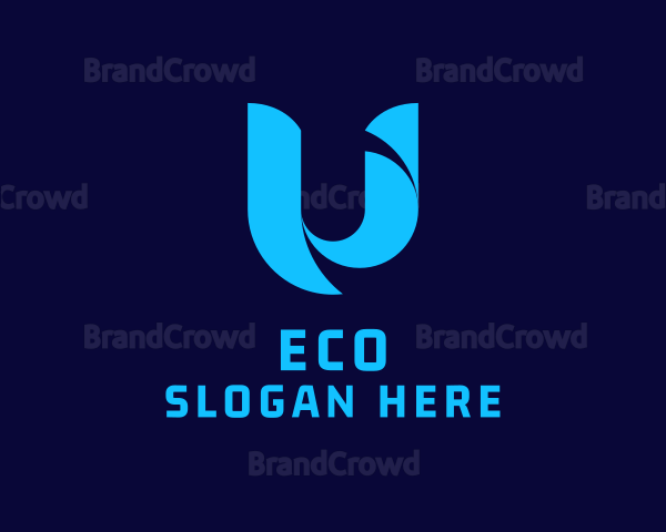 Blue Tech Letter U Logo