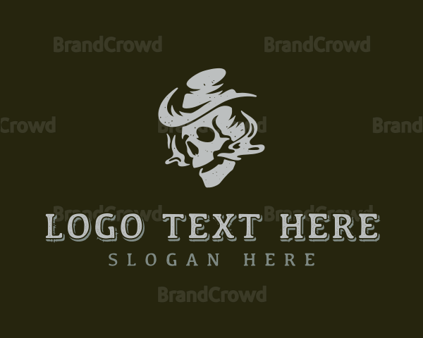 Smoking Cowboy Skull Logo