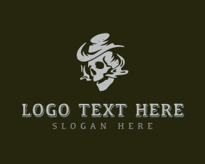 Skull - Smoking Cowboy Skull logo design