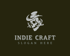 Indie - Smoking Cowboy Skull logo design