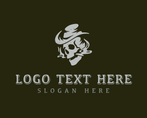 Tattoo - Smoking Cowboy Skull logo design