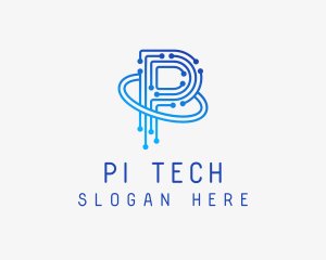 Gradient Tech Orbit Letter P logo design