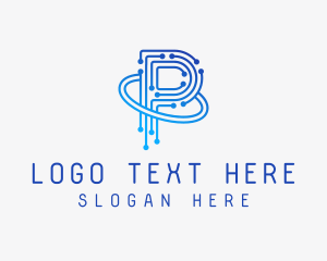 App - Gradient Tech Orbit Letter P logo design