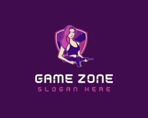 Esports Female Gunner logo design