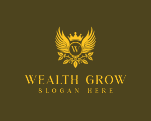 Crown Wings Wreath logo design