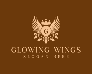 Crown Wings Wreath logo design