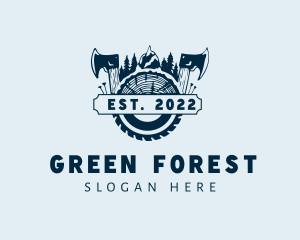Axe Wood Logging Forest logo design