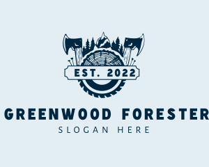 Axe Wood Logging Forest logo design