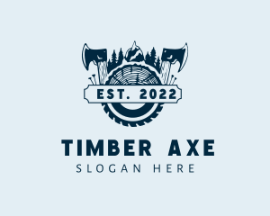 Axe Wood Logging Forest logo design