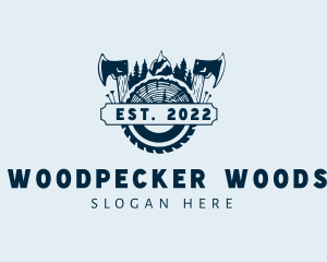 Axe Wood Logging Forest logo design