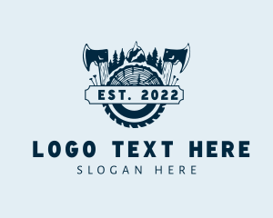 Round Saw - Axe Wood Logging Forest logo design