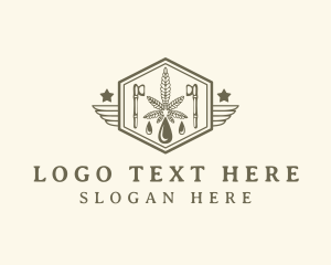 Herbal - Hipster Weed Leaf Extract logo design