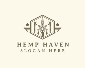 Hipster Weed Leaf Extract logo design