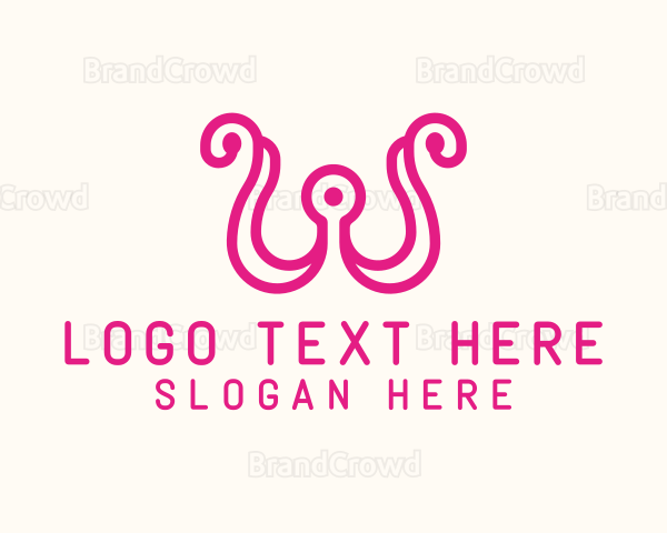 Letter W Ornamental Swirl Logo