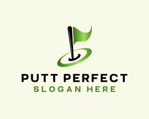 Putt - Golf Flag Swoosh logo design