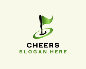 Green Flag - Golf Flag Swoosh logo design