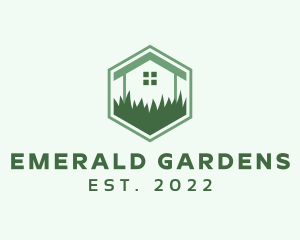 House Leaf Grass Lawn logo design